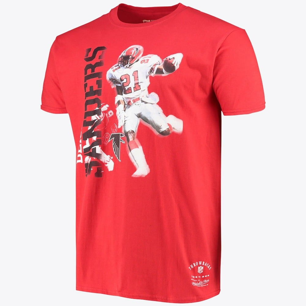 Atlanta Falcons Stencil Font Player Tee Deion Sanders - Mens - Mitchell & Ness