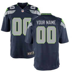 Seattle Seahawks Youth Custom Game Jersey - College Navy - Nike