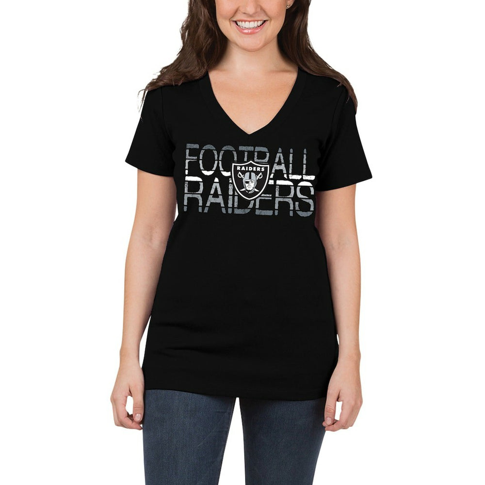 Las Vegas Raiders 5th & Ocean by New Era Women's Lounge V-Neck T-Shirt - Black - NFL