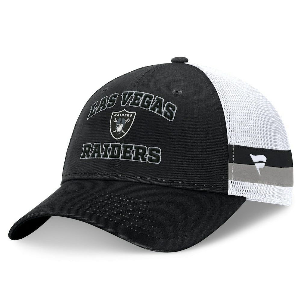 Las Vegas Raiders Fundamentals Side Stripe Trucker Adjustable Hat - Black/White - Fanatics