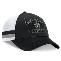 Las Vegas Raiders Fundamentals Side Stripe Trucker Adjustable Hat - Black/White - Fanatics