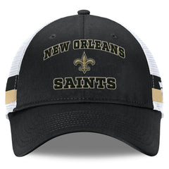 New Orleans Saints Fundamentals Side Stripe Trucker Adjustable Hat - Black/White - Fanatics