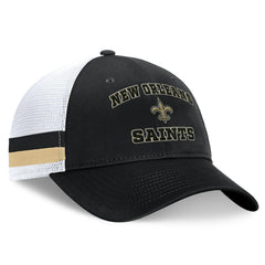 New Orleans Saints Fundamentals Side Stripe Trucker Adjustable Hat - Black/White - Fanatics