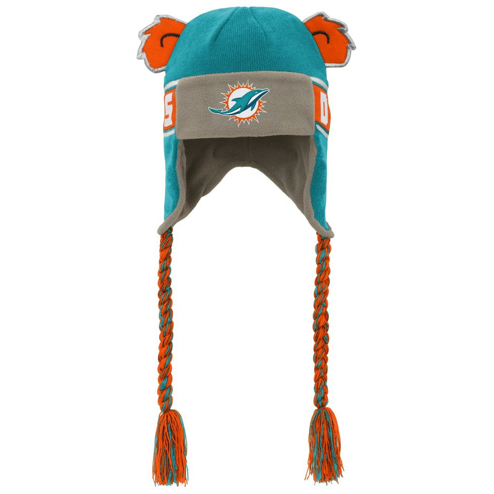 Miami Dolphins Youth Wordmark Ears Trooper Knit Hat - Aqua - NFL