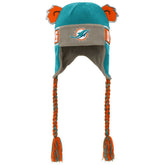 Miami Dolphins Youth Wordmark Ears Trooper Knit Hat - Aqua - NFL