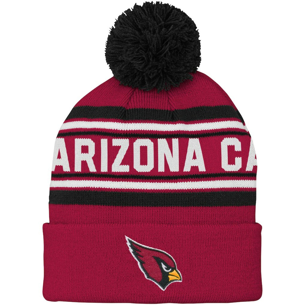 Arizona Cardinals Youth Jacquard Cuffed Knit Hat with Pom - Cardinal - NFL