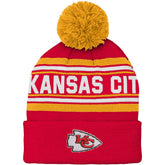 Kansas City Chiefs Preschool Jacquard Cuffed Knit Hat with Pom - Red - NFL