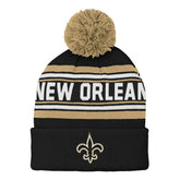 New Orleans Saints Preschool Jacquard Cuffed Knit Hat with Pom - Black - NFL