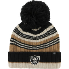 Las Vegas Raiders '47 Women's Barista Cuffed Knit Hat with Pom - Natural - 47 brand