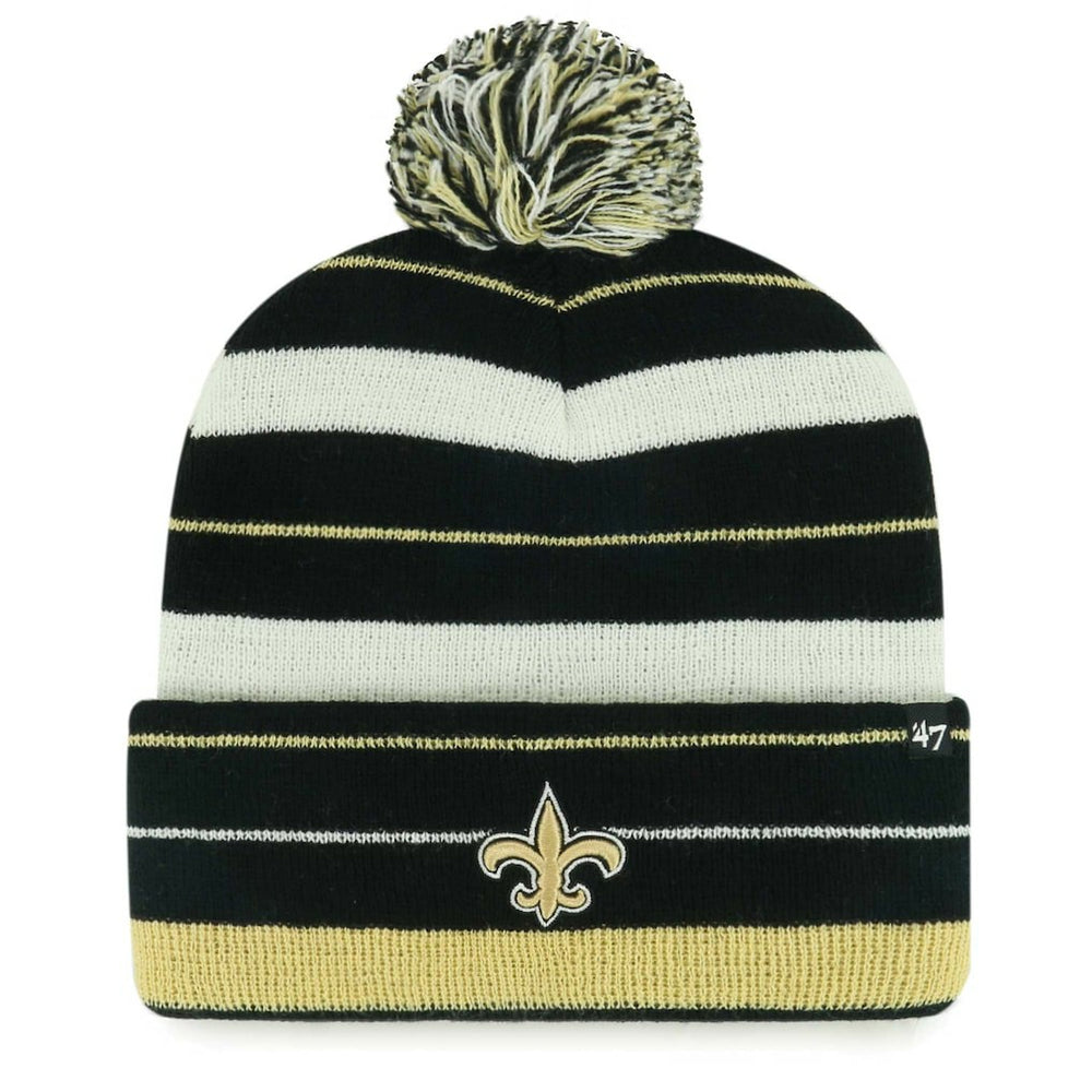 New Orleans Saints '47 Powerline Cuffed Knit Hat with Pom - Black - 47 brand