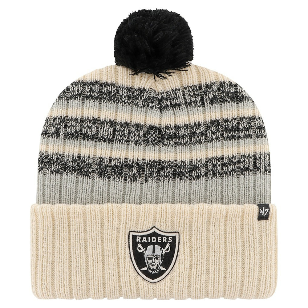 Las Vegas Raiders '47 Tavern Cuffed Knit Hat with Pom - Natural - 47 brand