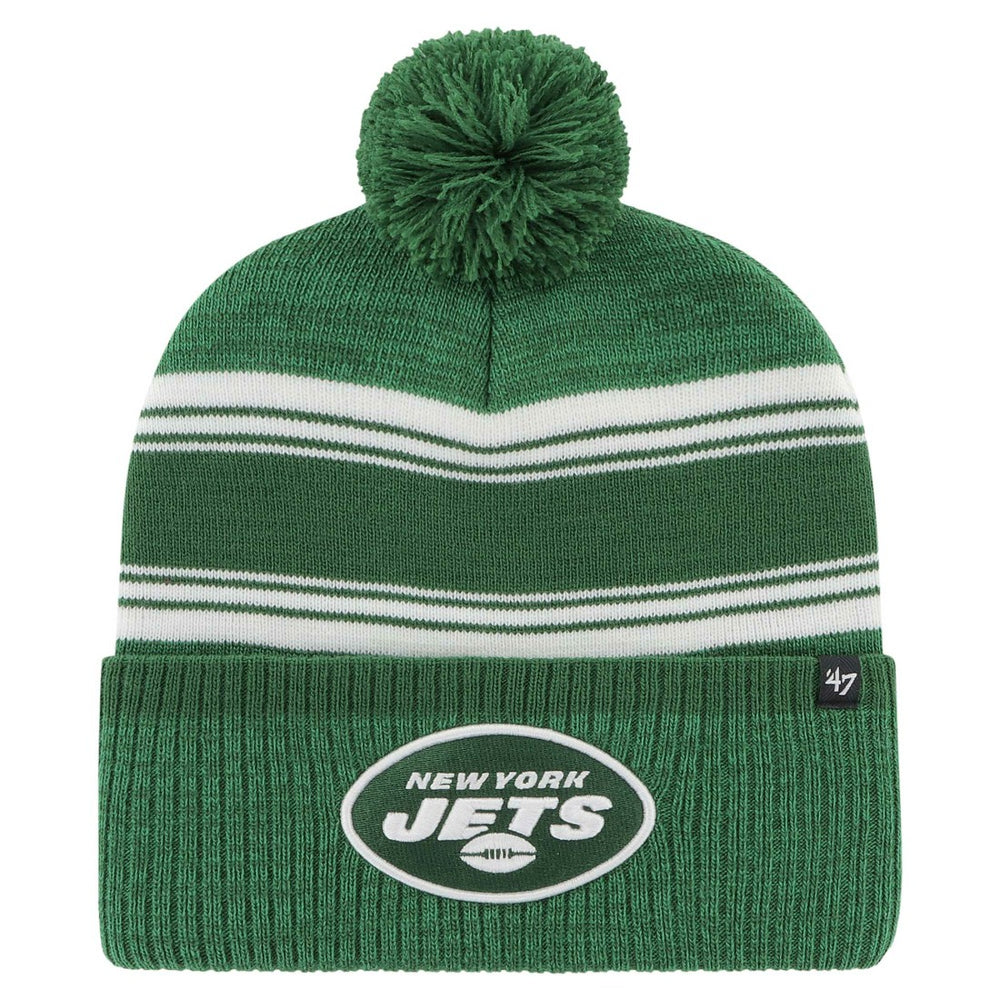 New York Jets '47 Fadeout Cuffed Knit Hat with Pom - Green - 47 brand