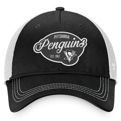 Pittsburgh Penguins Fanatics Women's Fundamental Trucker Adjustable Hat - Black/White | Fanatics Lifestyle