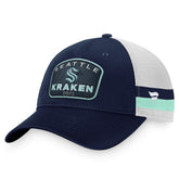 Seattle Kraken Fanatics Fundamental Striped Trucker Adjustable Hat - Deep Sea Blue/White | Fanatics online