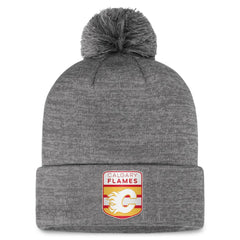 Calgary Flames Fanatics Authentic Pro Home Ice Cuffed Knit Hat with Pom - Gray | Fanatics on sale