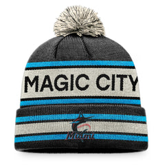 Miami Marlins Fanatics Hometown Slogan Cuffed Knit Hat with Pom Online