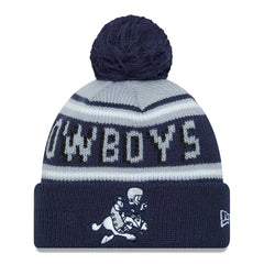 Dallas Cowboys New Era Youth Gridiron Classics Main Cuffed Knit Hat with Pom - Gray/Navy - NFL