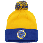 St. Louis Blues adidas Women's Laurel Cuffed Knit Hat with Pom - Gold | Adidas Lifestyle