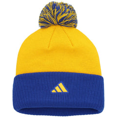 St. Louis Blues adidas Women's Laurel Cuffed Knit Hat with Pom - Gold | Adidas Lifestyle