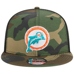 Miami Dolphins New Era Throwback Main Trucker 9FIFTY Snapback Hat - Camo - NFL