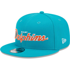 Miami Dolphins New Era Main Script 9FIFTY Snapback Hat - Aqua - NFL