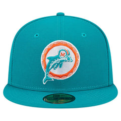 Miami Dolphins New Era Throwback Main 59FIFTY Fitted Hat - Aqua - NFL