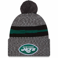New York Jets New Era 2023 Sideline Sport Cuffed Pom Knit Hat - Gray - NFL