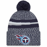 Tennessee Titans New Era Youth 2023 Sideline Cuffed Knit Hat With Pom - Navy - NFL