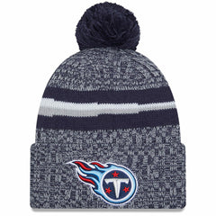 Tennessee Titans New Era Youth 2023 Sideline Cuffed Knit Hat With Pom - Navy - NFL