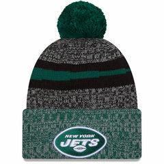 New York Jets New Era 2023 Sideline Sport Cuffed Pom Knit Hat - Black/Green - NFL