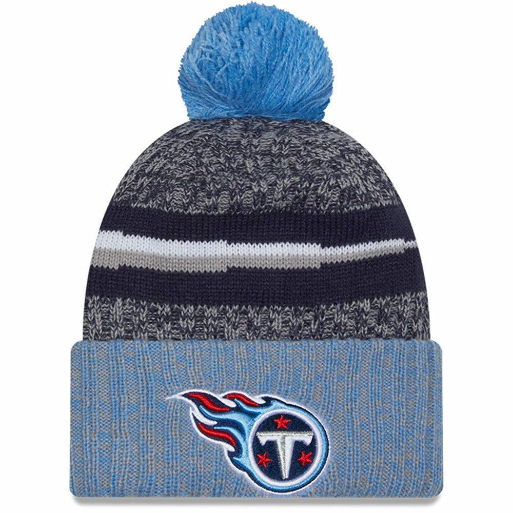 Tennessee Titans New Era 2023 Sideline Sport Cuffed Pom Knit Hat - Navy/Light Blue - NFL