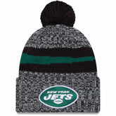 New York Jets New Era 2023 Sideline Cuffed Knit Hat With Pom - Black - NFL