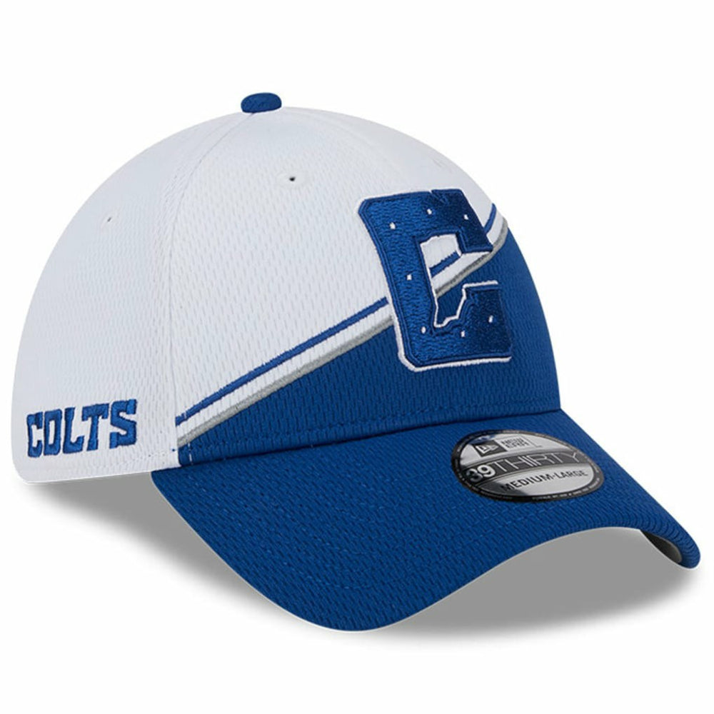 Indianapolis Colts New Era 2023 Sideline 39THIRTY Flex Hat - White/Royal - NFL