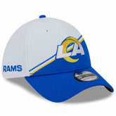Los Angeles Rams New Era 2023 Sideline 39THIRTY Flex Hat - White/Royal - NFL