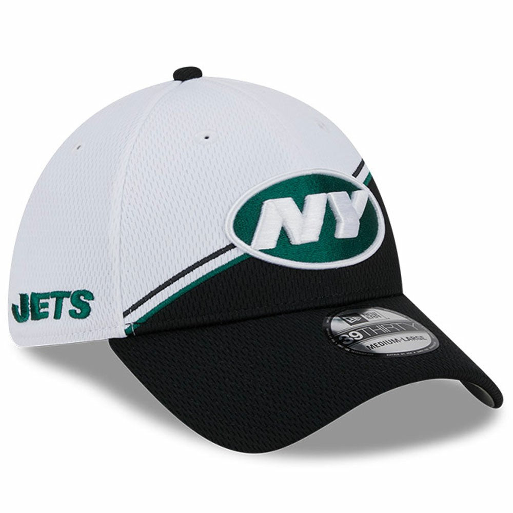 New York Jets New Era 2023 Sideline 39THIRTY Flex Hat - White/Black - NFL