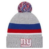 New York Giants New Era Youth Cuffed Knit Hat with Pom - Heather Gray - NFL