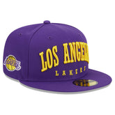 New Era Los Angeles Lakers Big Arch Text 59FIFTY Fitted Hat Purple