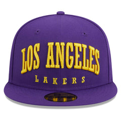New Era Los Angeles Lakers Big Arch Text 59FIFTY Fitted Hat Purple