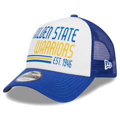 New Era Golden State Warriors Lift Pass Foam Front Trucker 9FORTY Adjustable Hat White