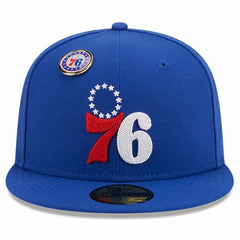 New Era Philadelphia 76ers Chainstitch Logo Pin 59FIFTY Fitted Hat Royal