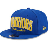 New Era Golden State Warriors Golden Tall Text 9FIFTY Snapback Hat Royal