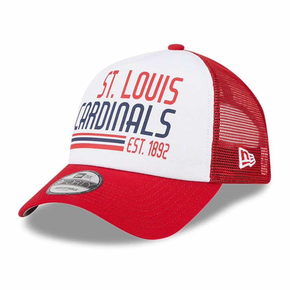St. Louis Cardinals New Era Stacked A-Frame Trucker 9FORTY Adjustable Hat Outlet