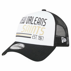 New Orleans Saints New Era Stacked A-Frame Trucker 9FORTY Adjustable Hat - White/Black - NFL