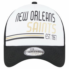 New Orleans Saints New Era Stacked A-Frame Trucker 9FORTY Adjustable Hat - White/Black - NFL