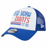 New York Giants New Era Stacked A-Frame Trucker 9FORTY Adjustable Hat - White/Royal - NFL