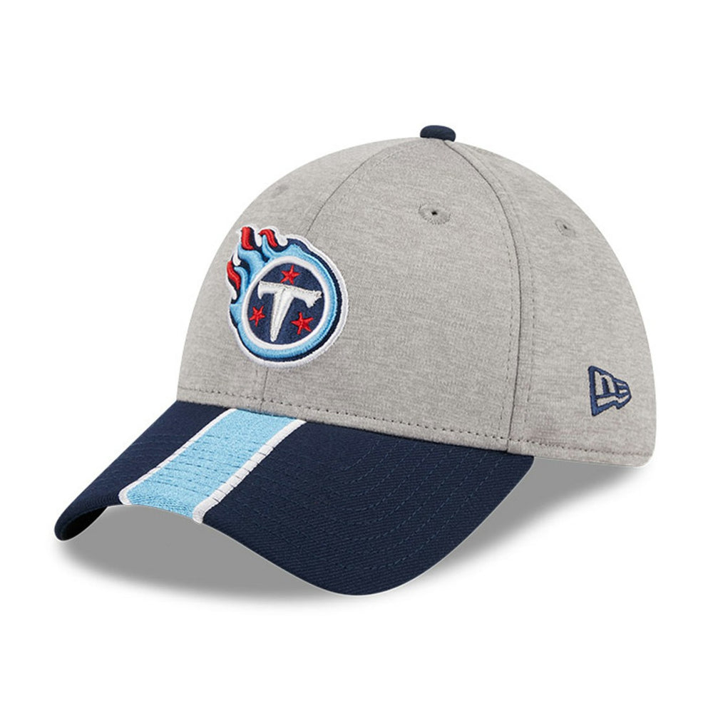 Tennessee Titans New Era Striped 39THIRTY Flex Hat - Heather Gray/Navy - NFL