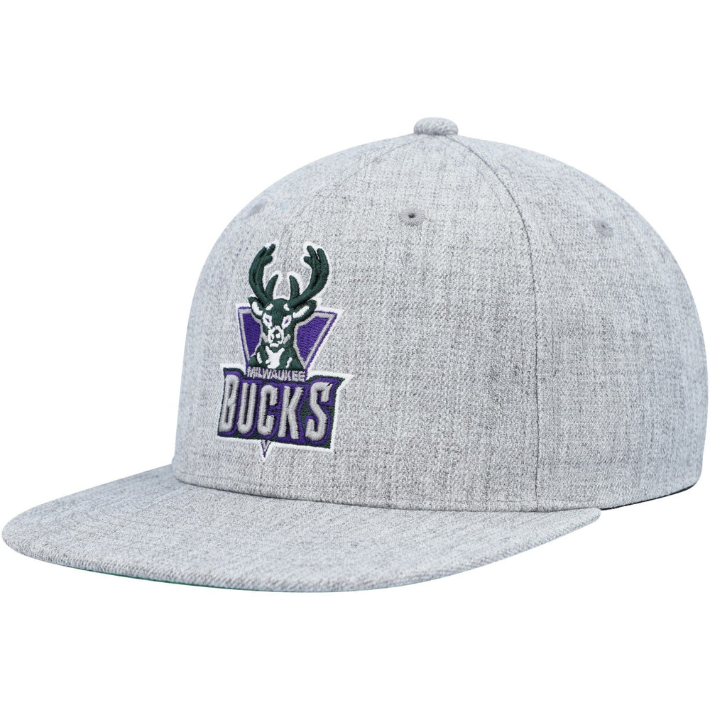 Mitchell & Ness Milwaukee Bucks Hardwood Classics 2.0 Snapback Hat Heather Gray