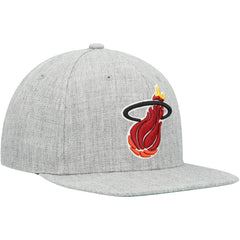 Mitchell & Ness Miami Heat Hardwood Classics 2.0 Snapback Hat Heather Gray