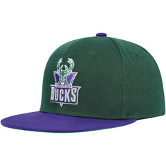 Mitchell & Ness Milwaukee Bucks Youth Two-Tone Snapback Hat Hunter Green/Purple
