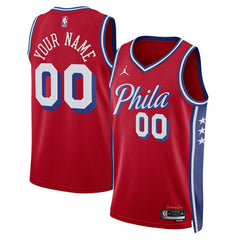 Philadelphia 76ers Jordan Brand Unisex 2022/23 Swingman Custom Jersey Statement Edition Red